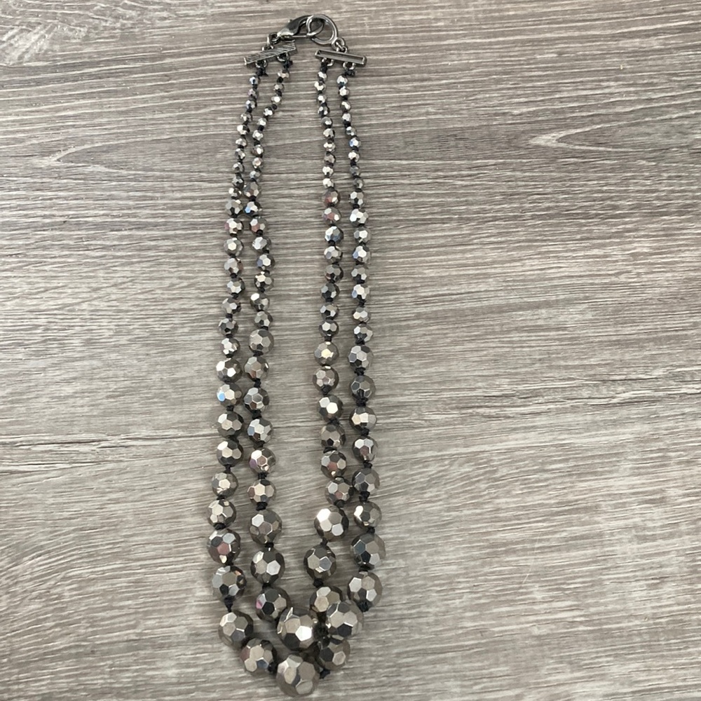 Unique black/gray tone beaded 2-strand necklace - Picture 1 of 6